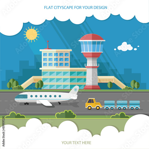 Airport landscape. Travel Lifestyle Concept of Planning a Summer