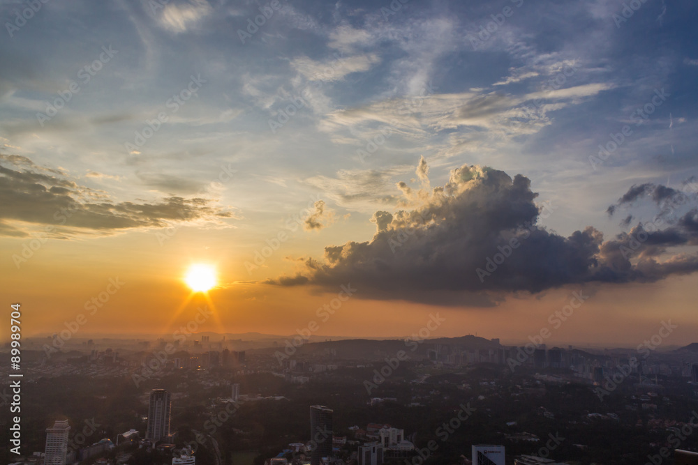 sunset  clouds over Kuala Lumpur city centre