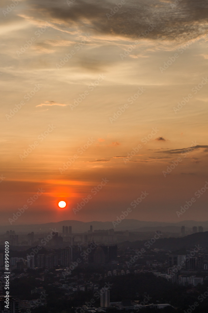 sunset   over Kuala Lumpur city centre