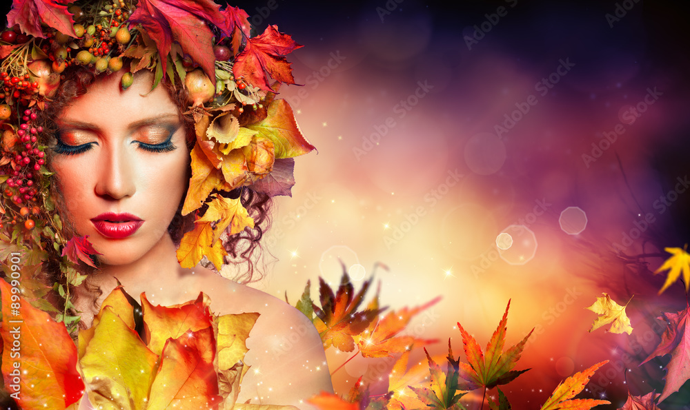 Naklejka premium Magic Autumn Woman - Beauty Fashion Model Girl 