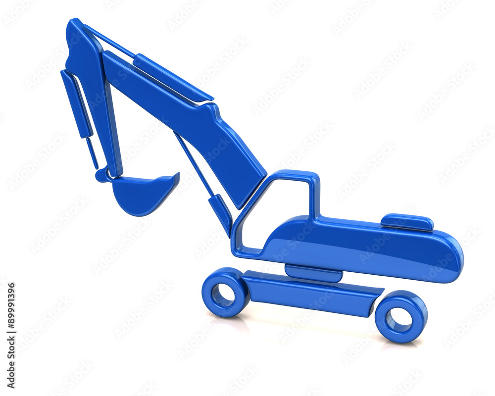 Blue excavator isolated on a white background Blue excavator isolated on a white background