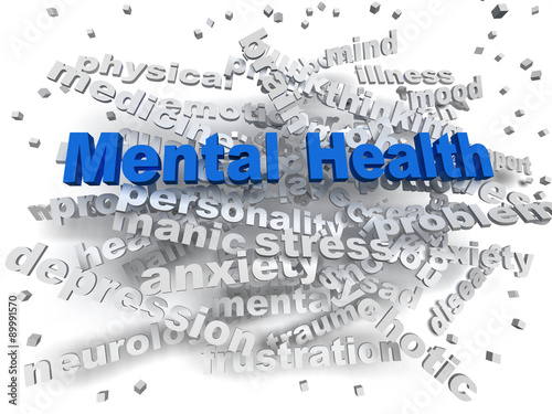3d image Mental health word cloud concept