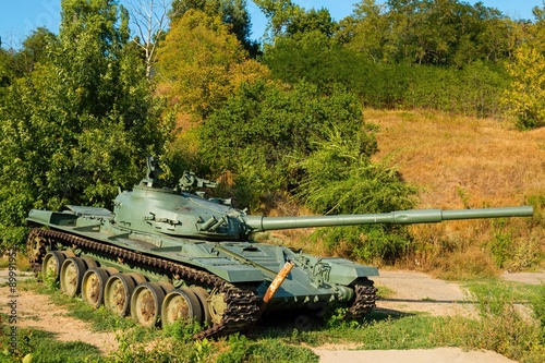 The exhibits of weapons and equipment. Soviet main battle tank T-72. 