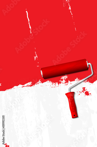 Paint roller - painting the walls red