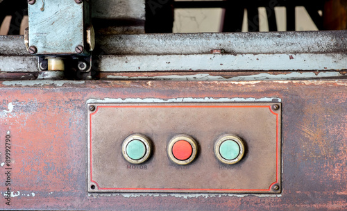 Close up Rustic control panel of old machine,grunge object © weedezign
