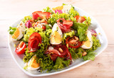 Healthy Fresh Salad with Tomato and Egg Slices
