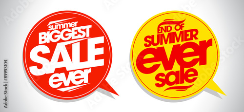 Summer biggest sale ever speech bubbles.