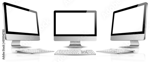 PC monitor blank screen with keyboard vector set isolated