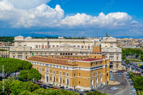 view of the beautiful cityscape of rome taken from the top of castel santÂ´angelo. photo