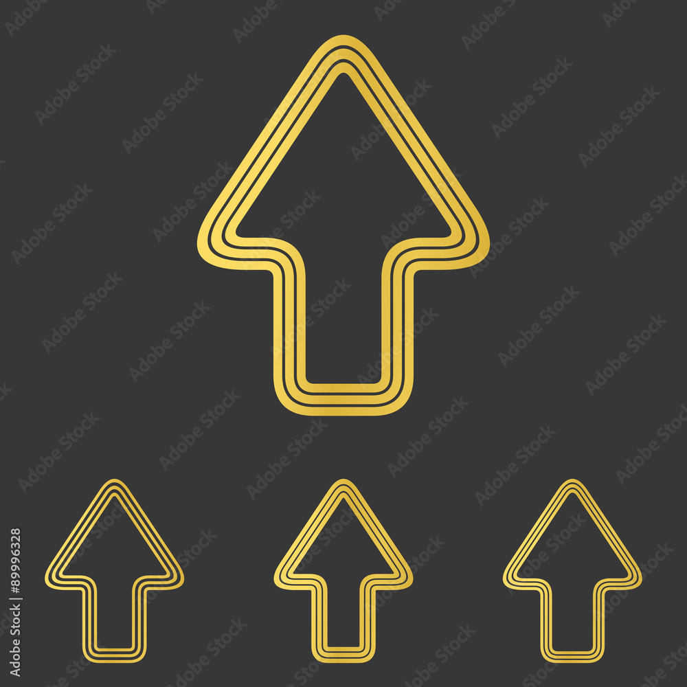 Golden line upwards arrow logo design set Golden line upwards arrow logo design set