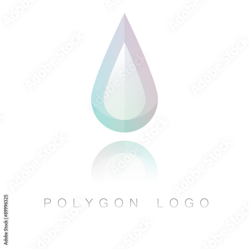Modern style water drop polygon logo with reflection.
