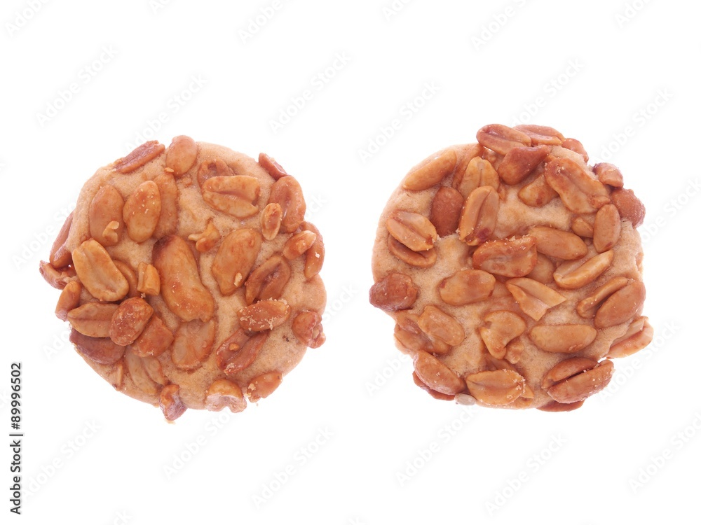 Biscuits with peanuts isolated on white background Biscuits with peanuts isolated on white background