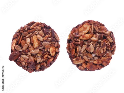 biscuits with chocolate and seeds isolated on white background