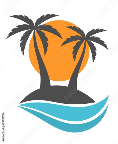Palm trees on island