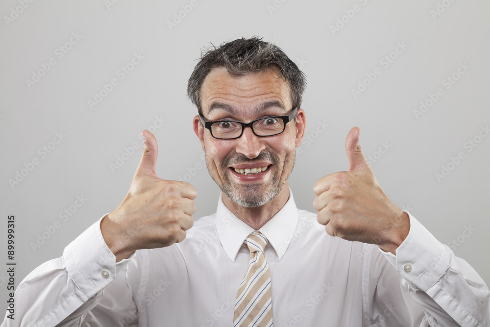 Man holds thumbs up Man holds thumbs up