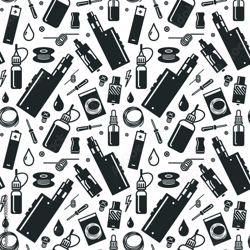 Vector seamless pattern of vaporizer and accessories