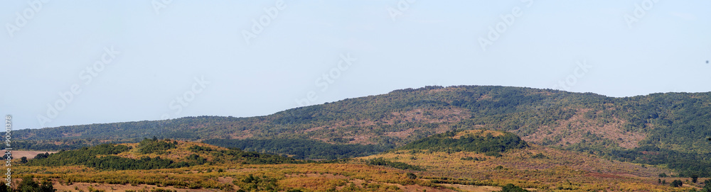 Wide panorama of mountainous terrain