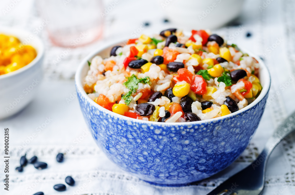 Lime black beans corn rice