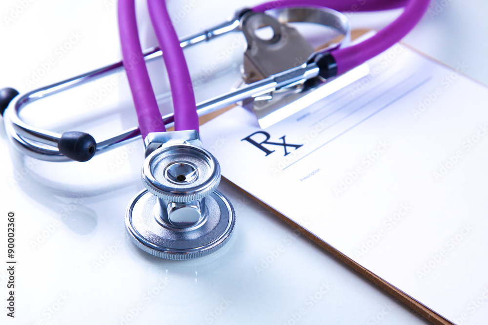 Stethoscope on laptop keyboard. Concept 3D image Stethoscope on laptop keyboard. Concept 3D image