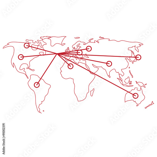 World Map Vector with pin points