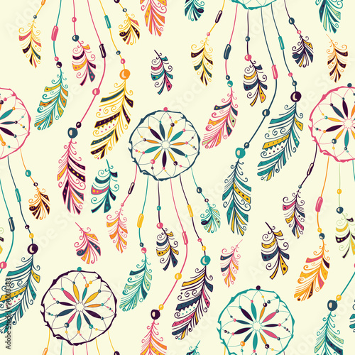Dream catcher seamless pattern.