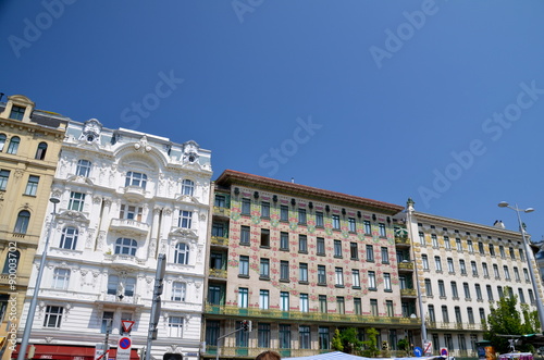 Bild auf Leinwand Viennese row houses at the viennese Naschmarkt