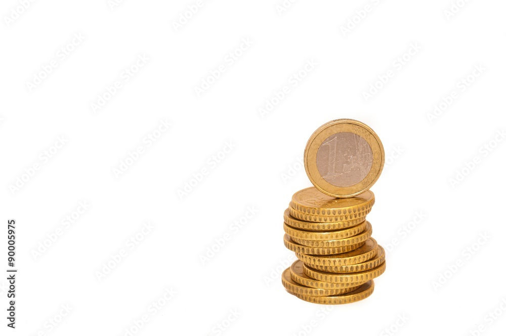 Stack of Euro coins isolated on white background - euro money,savings Stack of Euro coins isolated on white background - euro money,savings