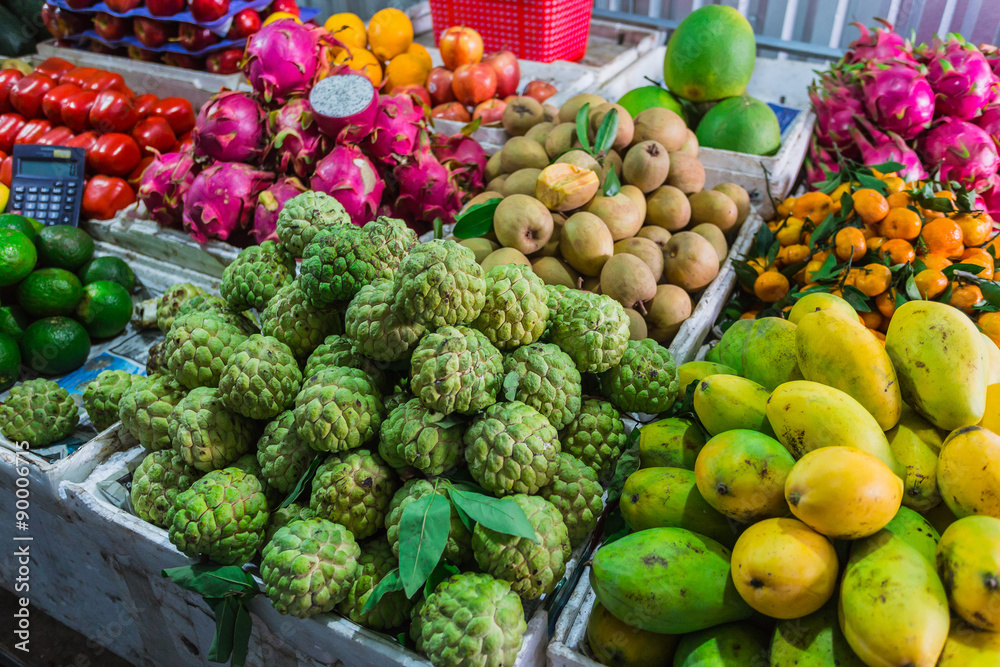 Exotic fruits in the Asian market Exotic fruits in the Asian market