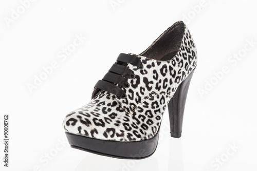 heel shoe for women simulation tiger skin on white background