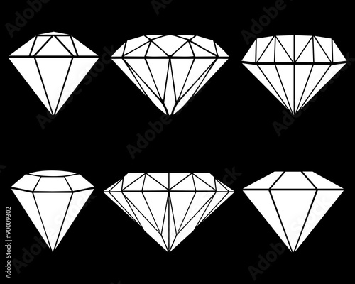 White silhouettes of diamonds, vector