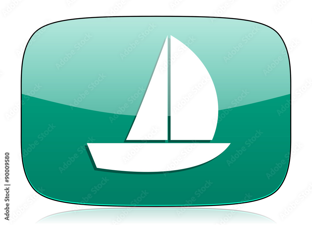 yacht green icon sail sign yacht green icon sail sign