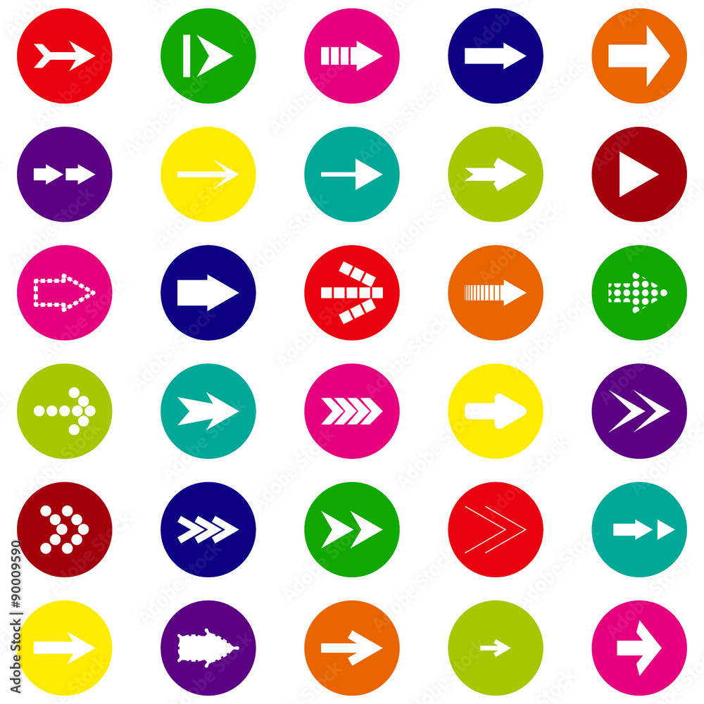 set of arrows in the colored circles set of arrows in the colored circles