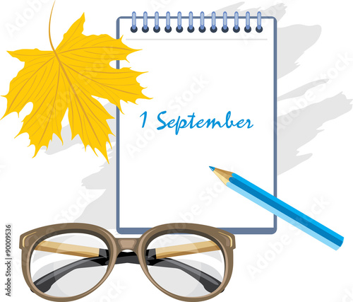 Glasses and notepad. Education concept