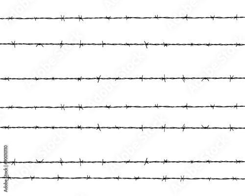Black silhouette of the barbed wire, vector