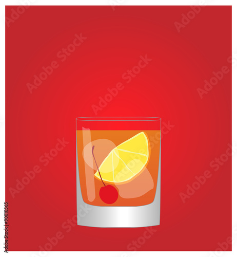 Minimalist Drinks List with Old Fashioned Red Background EPS10