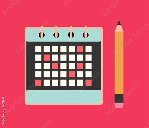 business concept - vector flat design of calendar and pencil