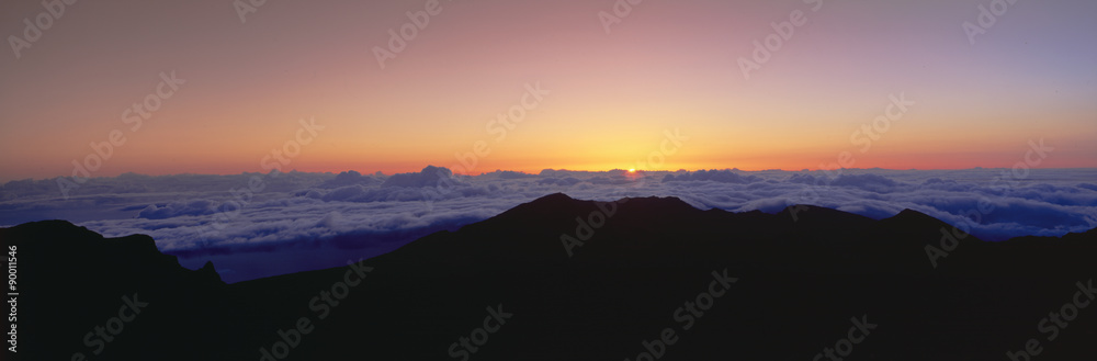 Sunrise over Haleakala volcano summit, Maui, Hawaii