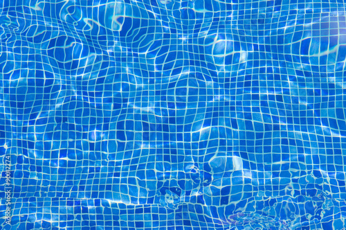 Mosaic Tiles in Swimming Pool - Cool Blue Water for use as Background or Wallpaper