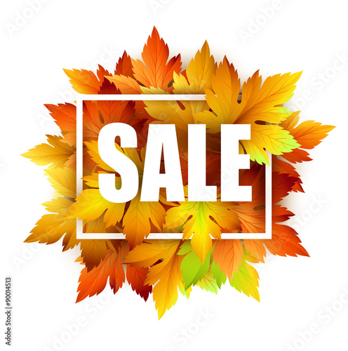 Autumn typographic. Fall leaf. Vector illustration