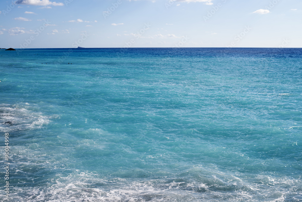 beach of the island of Lefkada in Greece, crystal clear beautiful blue water