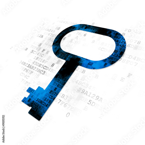 Protection concept  Key on Digital background