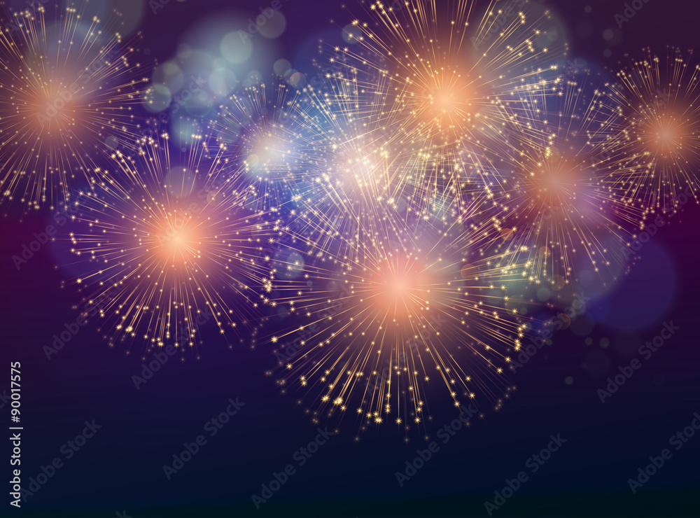 Obraz premium Vector Holiday Fireworks Background