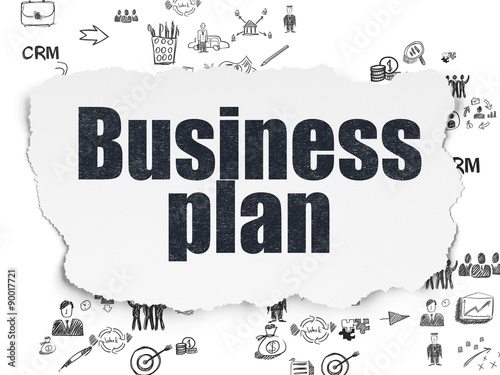 Finance concept  Business Plan on Torn Paper background