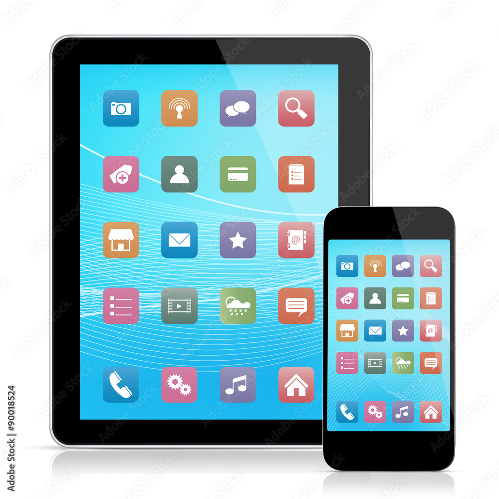 Digital tablet and mobile phone with icons Digital tablet and mobile phone with icons