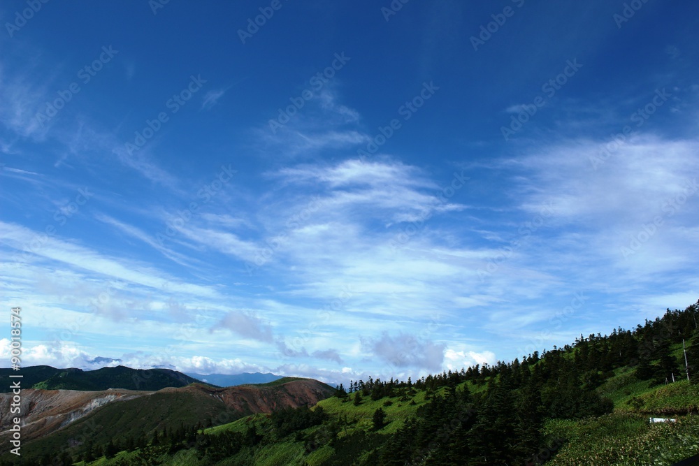 夏山/青い空白い雲そして国道最高点から見る景色