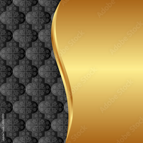 golden and black background with vintage pattern