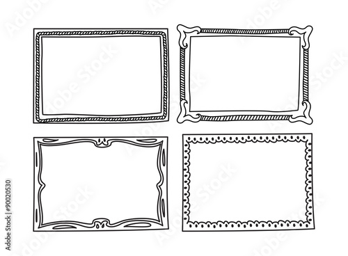 vintage photo frame in doodle style
