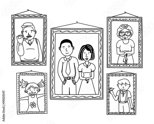 family photo in doodle style
