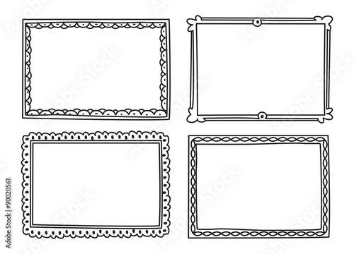 vintage photo frame in doodle style
