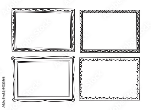 vintage photo frame in doodle style